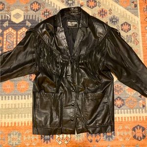 Leather Loft Black Fringe Jacket